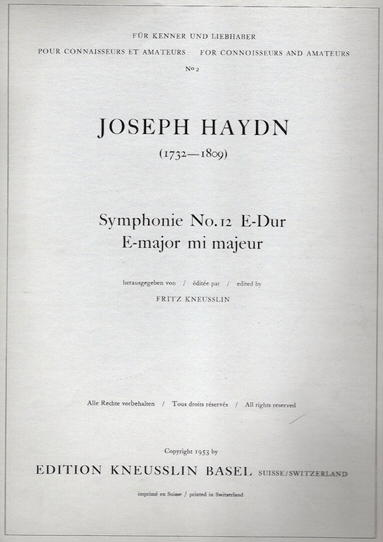 Haydn, Symphonie No.12 E-Dur Partitur